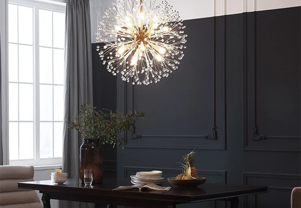 crystal chandelier in dining room